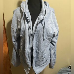 SO cropped blue zip up sweater